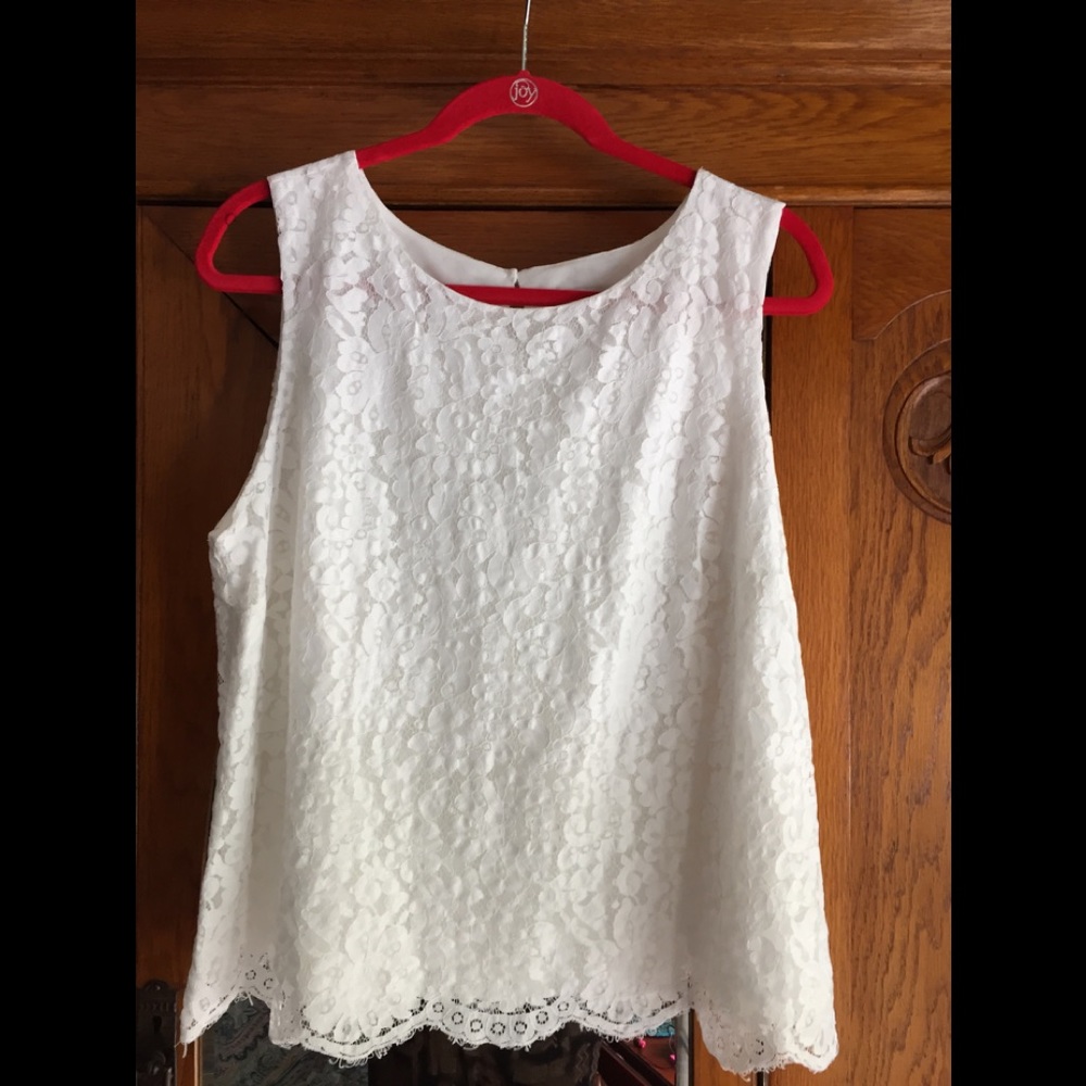 NWOT Loft White Lace Top